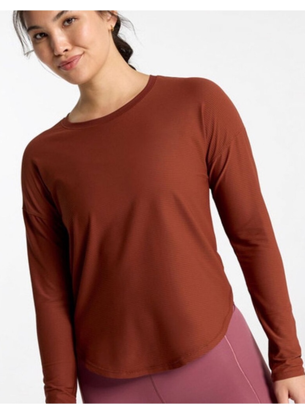 Calia Women's Renew Long Sleeve in Red Brown NWT